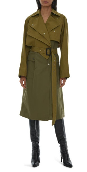 Helmut Lang - Hybrid Trench Coat in Burnt Olive at Nordstrom