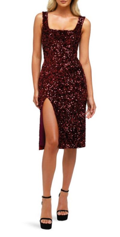 HELSI - Beatrice Sequin Cocktail Dress in Merlot HELSI - Beatrice Sequin Cocktail Dress in Merlot