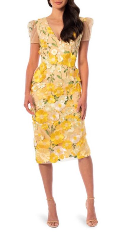 eci embroidered sheath dress Eci Floral Embroidered 3/4 Sleeve Flowy Mini