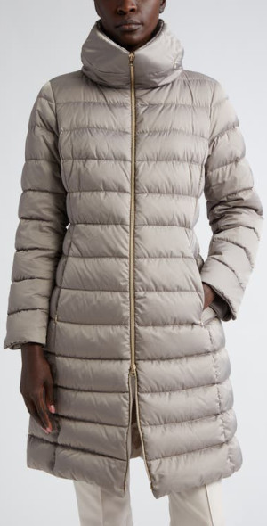 Nordstrom Herno Coats Herno Satin Finish Down Coat In Taupe At