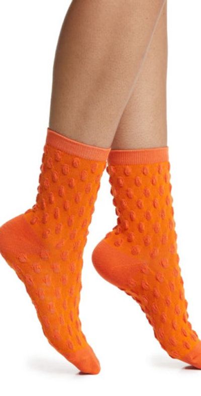 HIGH HEEL JUNGLE HIGH HEEL JUNGLE Dot Texture Crew Socks in Orange