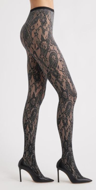 HIGH HEEL JUNGLE HIGH HEEL JUNGLE Fleur Lace Tights in Black at Nordstrom