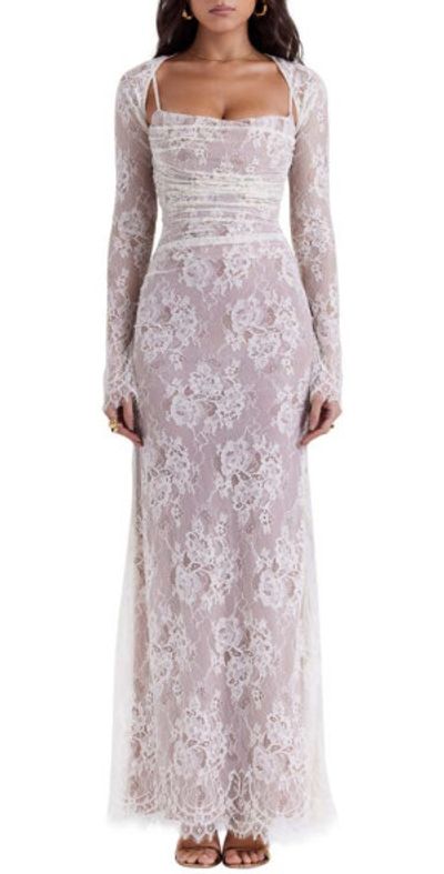 knee length dresses for ladies HOUSE OF CB Delilah Long Sleeve Lace Maxi Dress – Luxe by Kan main image 1