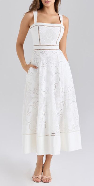 HOUSE OF CB HOUSE OF CB Ava Embroidered A-Line Dress in White at Nordstrom, Size Small