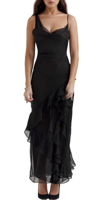 HOUSE OF CB - Malila Ruffle Cowl Neck Chiffon Cocktail Dress in Black at  Nordstrom, Size Medium
