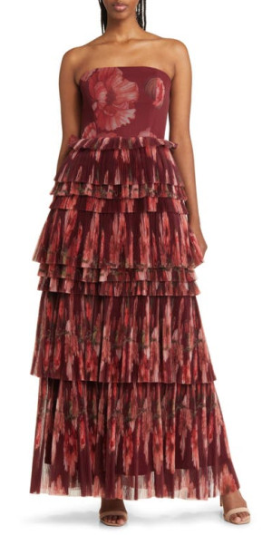 Strapless Nordstrom Red Evening Gowns Hutch Nalina Tiered