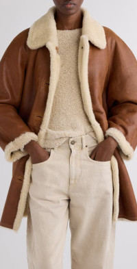 Isabel Marant Isabel Marant Berthie Genuine Shearling Coat in Cognac at Nordstrom, Size 4 Us