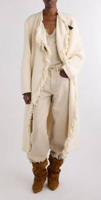 Isabel Marant Isabel Marant Gameia Fringe Bouclé Coat in Ecru at Nordstrom, Size 10 Us