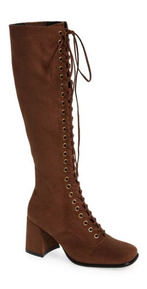 Jeffrey Campbell - Roxina Lace-Up Knee High Boot in Brown Suede