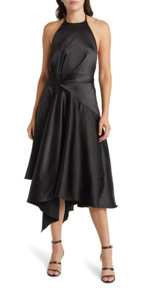 Badgley Mischka Halter Dress Pleated Ruffle Neiman Marcus Badgley Mischka  Halter Trapeze Dress