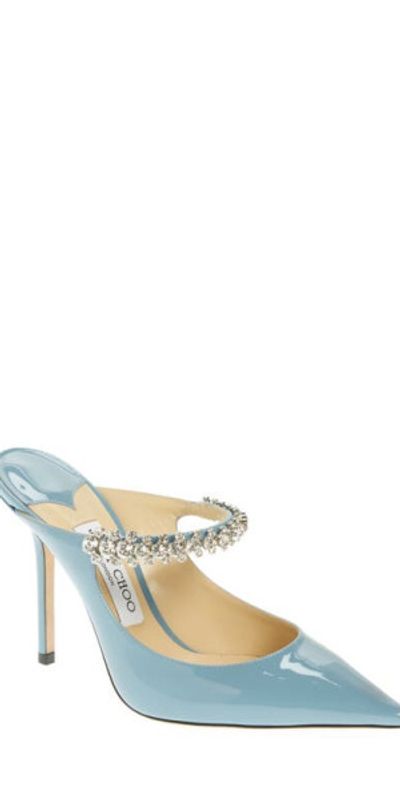 Jimmy Choo Bing Crystal Embellished Pointed Toe Patent Mule in