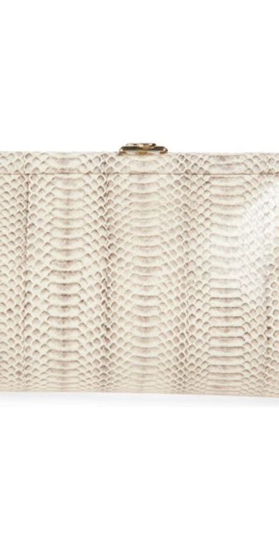 Jimmy Choo Jimmy Choo Skylar Snakeskin Embossed Leather Clutch in Roccia/Shiny Gold at Nordstrom