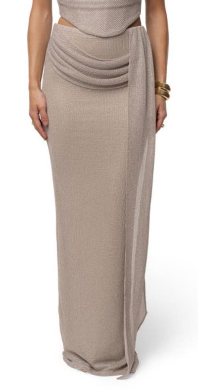 JLUXLABEL JLUXLABEL Luna Draped Maxi Skirt in Beige at Nordstrom, Size Large