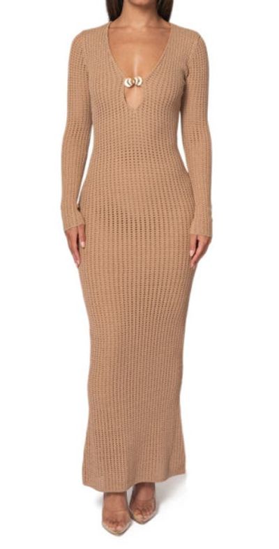 JLUXLABEL - Sol Open Stitch Long Sleeve Sweater Dress in Beige at Nordstrom,  Size X-Small
