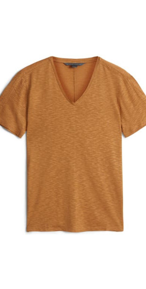 John Varvatos - Astor Regular Fit Slub V-Neck T-Shirt in Brown Sugar