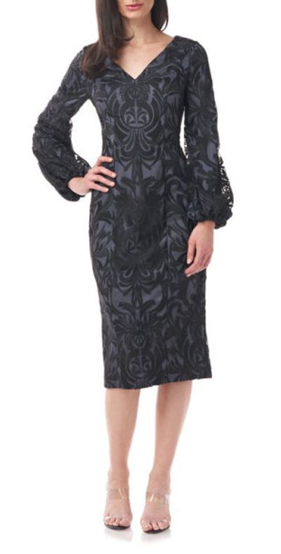 JS Collections - Lela Blouson Sleeve Cocktail Dress in Black/Gunmetal at  Nordstrom