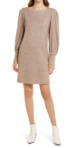 Julia Jordan Boatneck Long Sleeve Sweater Dress in Oatmeal at Nordstrom Size 8