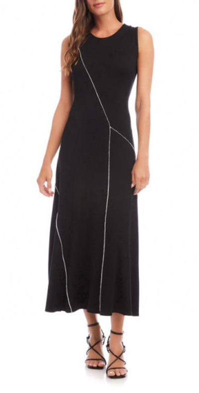 navy blue dress for baby girl Karen Kane Long Sleeve Ribbed Scoop Neck A Line Dress - Black main image 0