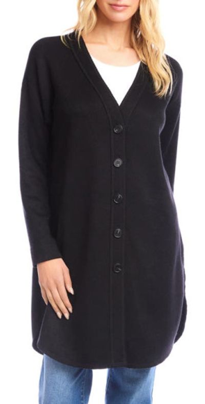 Karen Kane Karen Kane Shirttail Cardigan in Black at Nordstrom, Size Medium
