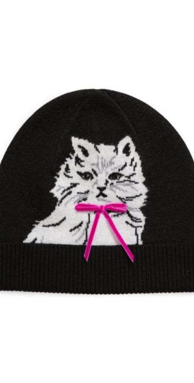 Kate Spade New York - pretty kitty wool beanie in Black at  display picture 1