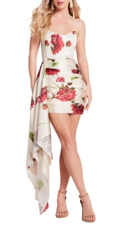 Katie May - Chasing Dawn Drape Strapless Minidress in Fall Peony at  Nordstrom