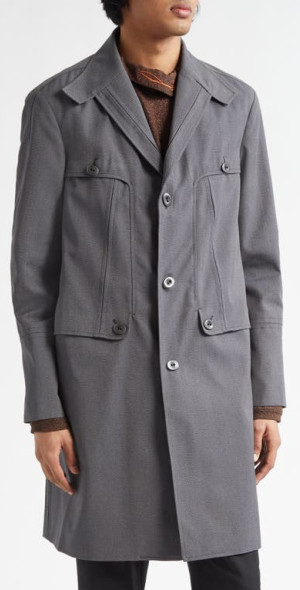 KIKO KOSTADINOV - Brecht Herringbone Trench Coat in Grey Dove at