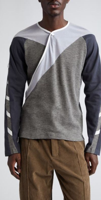 KIKO KOSTADINOV - Remus Mixed Media Sweater in Ash Grey/Powder/Dim 