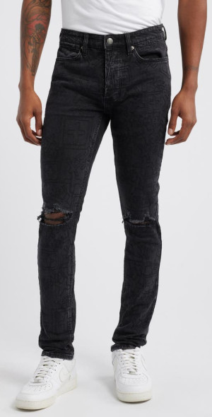 Ksubi - Van Winkle Stencil Straight Leg Jeans in Black at 