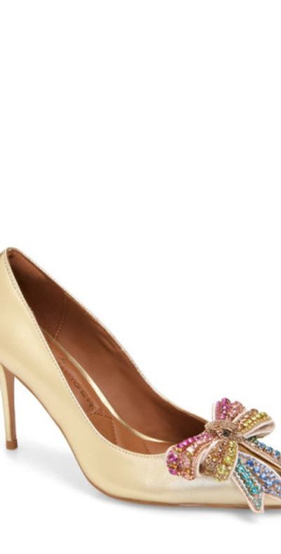 Kurt Geiger London Belgravia Bow Pointed Toe Pump in Gold at