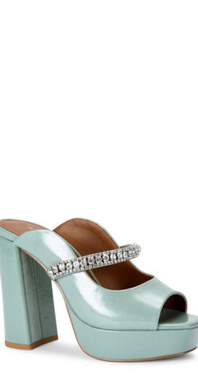 Kurt Geiger London Kurt Geiger London Duke Platform Peep Toe Mule in Light/Pastel Blue at Nordstrom