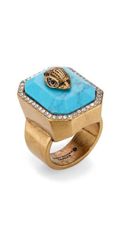 Kurt Geiger London Kurt Geiger London Eagle Head Crystal Cocktail Ring in Turquoise at Nordstrom, Size 7