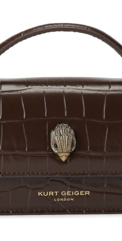 Sac Kurt Geiger Marron Matelassé – Format Carré 19 Cm – Anses Rigides En Cuir – Neuf Avec étiquettes