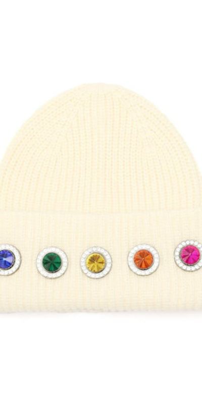 Kurt Geiger Bone Crystal Embellished Beanie Kurt Geiger Crystal Beanie In Bone - 30% Off | Editorialist main image 2