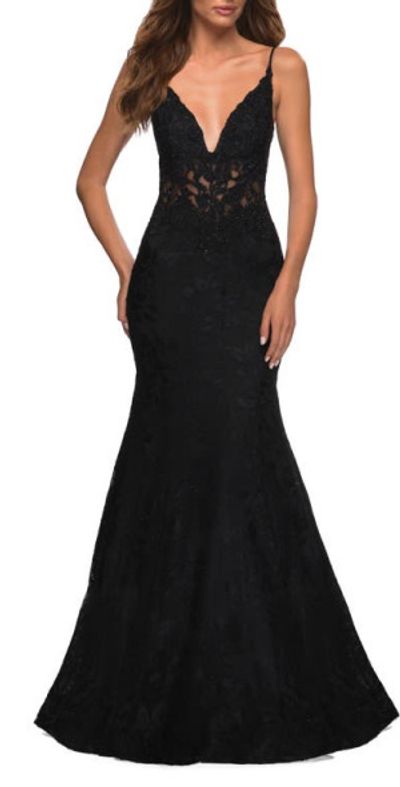 chinese dress ladies La Femme 32295: Mermaid Gown llusion Mesh Sides – Madeline's Boutique Boca  Raton main image 0