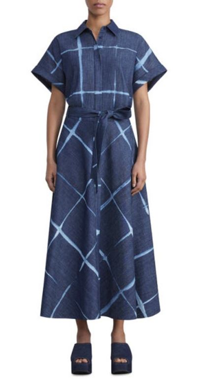 midi dresses spring Embroidered Lace Trim Midi Dress