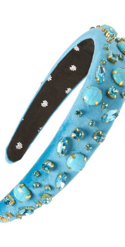 Lele Sadoughi Lele Sadoughi Pebble Crystal Alice Headband in Turquoise