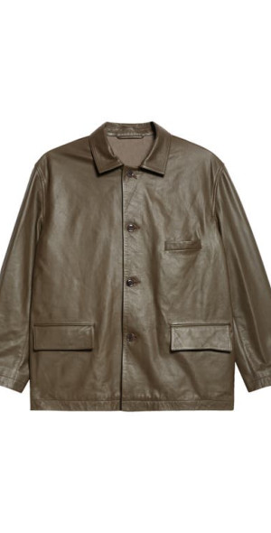 Lemaire - Relaxed Leather Jacket in Mushroom at Nordstrom, Size Medium