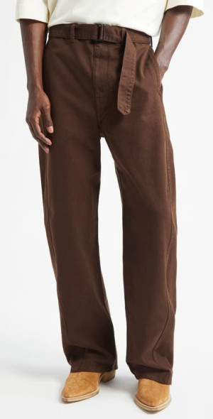 Lemaire - Twisted Seam Belted Straight Leg Pants in Espresso Brown