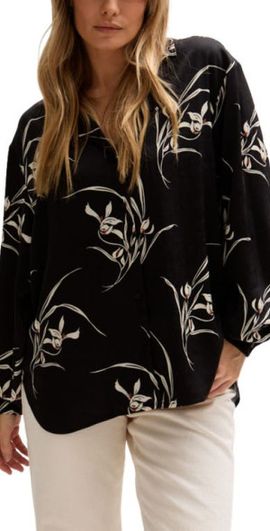 LILY AND LIONEL LILY AND LIONEL Lillibet Large Floral Print Shirt in Black at Nordstrom, Size 12
