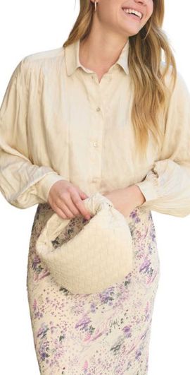 LILY AND LIONEL LILY AND LIONEL Marrianne Peter Pan Collar Shirt in Natural at Nordstrom, Size 6