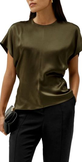 Lilysilk Lilysilk Short Batwing Sleeve Silk Contour Top