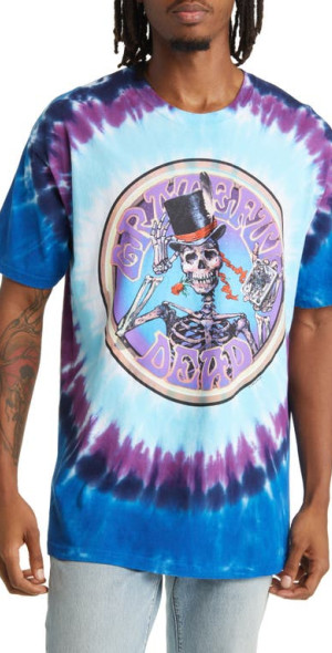 Liquid Blue Men's Plus Size Grateful Dead Queen Of Spades Short Sleeve Tshirt Tie Dye Multi Small