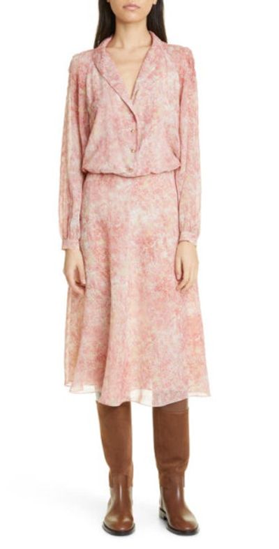 Loro Piana - Alexandra Water Floral Long Sleeve Silk Midi Dress in Almond  Blossom at Nordstrom