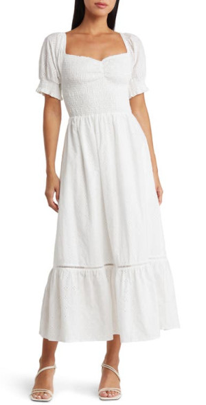 Lost Wander Lost Wander La Luna Eyelet Ruffle Hem Maxi Dress