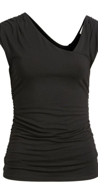 Loveappella Loveappella Asymmetric Drape Top in Black at Nordstrom, Size X-Small