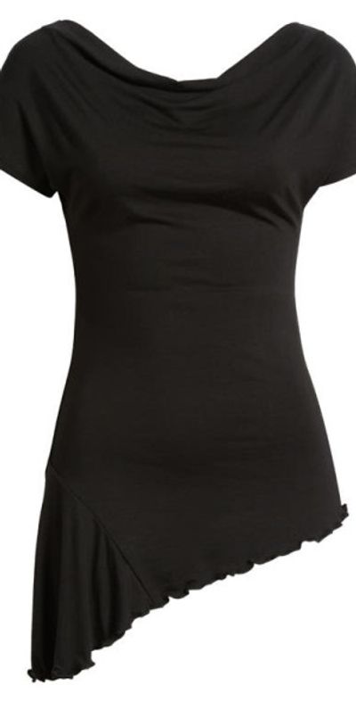 Loveappella Loveappella Ruched Asymmetric Top in Black at Nordstrom, Size X-Small