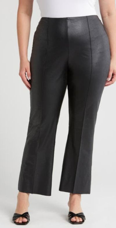 Lyssé Lyssé Elysse Foiled Stretch Faux Leather Pants in Black at Nordstrom, Size 1X