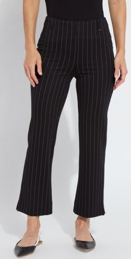 Lyssé Lyssé Pinstripe Baby Boot Ankle Pants in Black Soft Soothing Stripe at Nordstrom, Size X-Small