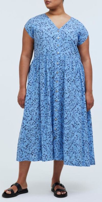 knee length dresses for ladies Floral Print Button-Front Midi Dress