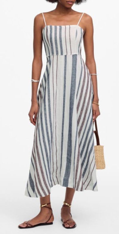 madewell a line dress Madewell Black and White Striped Cotton Midi Dress